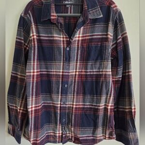 Eddie Bauer Mens Plaid Flannel Shirt Red/Blue Relaxed Fit Size: Large